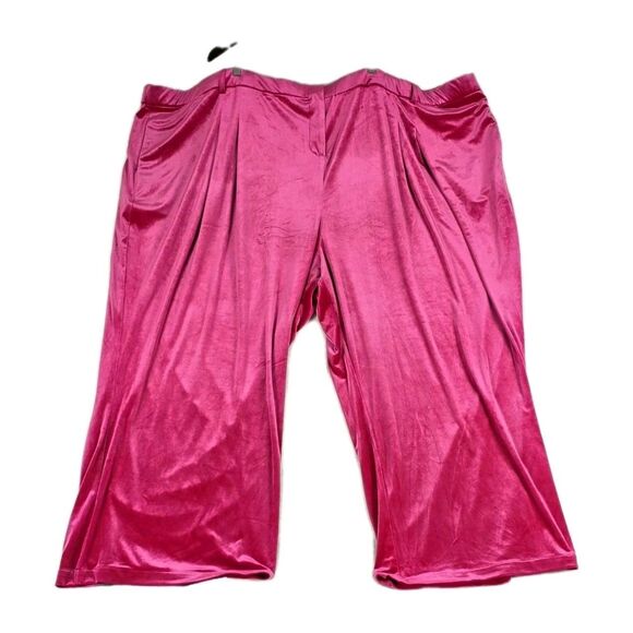 Universal Standard Luxe Belted Velvet Wide Leg Pants Red Chic Club Women 4XL - Picture 4 of 12
